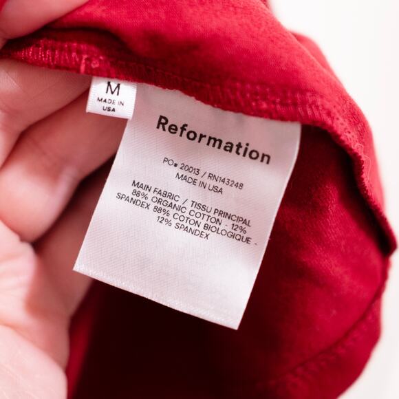 Reformation Tam Knit Dress Sangre Red Henley Mini Cotton Blend SZ M - Picture 7 of 7